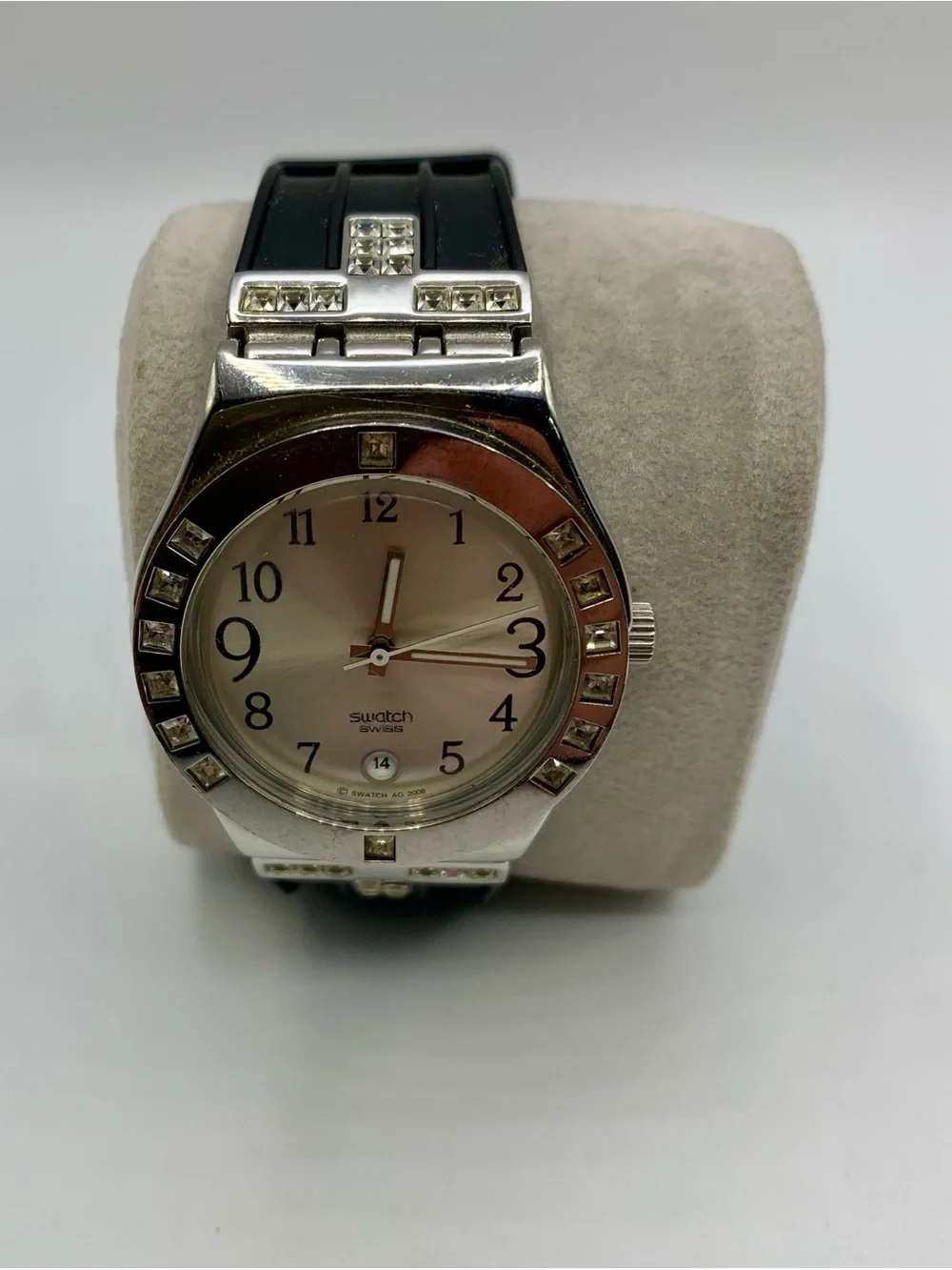 Swatch Silver and Champagne Crystal Accent Watch